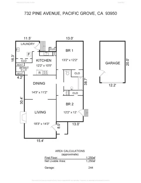 Floorplan - 732 Pine Ave, Pacific Grove, CA 93950 photo 1 of 1
