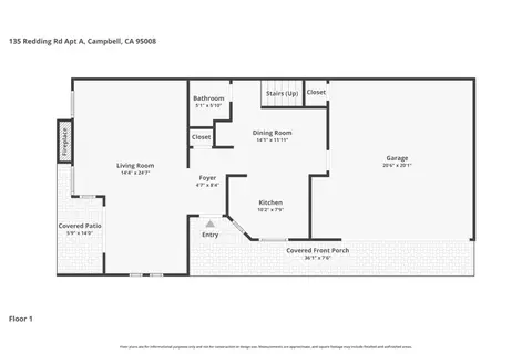 Floorplan - 135 Redding Rd A, Campbell, CA 95008 photo 1 of 2