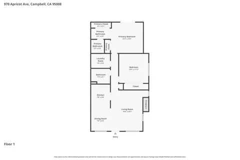 Floorplan - 970 Apricot Ave, Campbell, CA 95008 photo 1 of 1