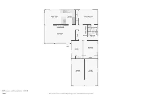Floorplan - 206 Thompson Ave, Mountain View, CA 94043 photo 1 of 1