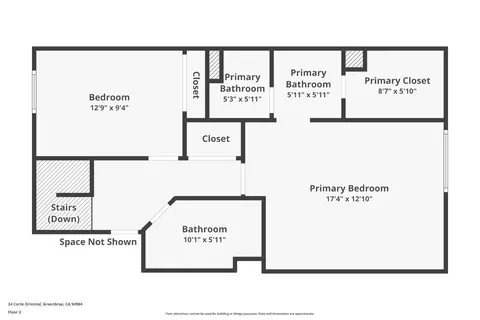 Floorplan - 34 Corte Oriental, Greenbrae, CA 94904 photo 2 of 3