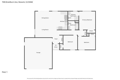 Floorplan - 7595 Braidburn Ave, Newark, CA 94560 photo 1 of 1