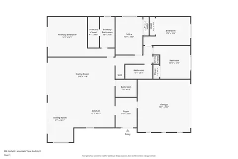 Floorplan - 806 Emily Dr, Mountain View, CA 94043 photo 1 of 1