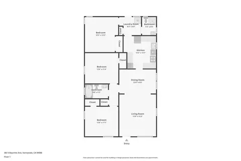 Floorplan - 383 S Bayview Ave, Sunnyvale, CA 94086 photo 1 of 1