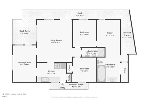 Floorplan - 421 Hillside Dr, Boulder Creek, CA 95006 photo 1 of 1