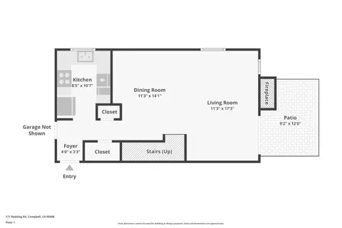Floorplan - 171 Redding Rd, Campbell, CA 95008 photo 1 of 3