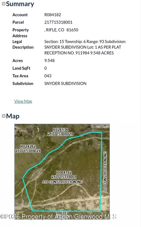 tbd Snyder Subdivision Rifle Co 81650, Rifle, CO 81650