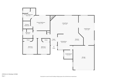 Floorplan - 21766 Fox Ct, Tehachapi, CA 93561 photo 1 of 1