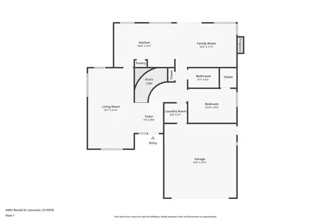 Floorplan - 44821 Benald St, Lancaster, CA 93535 photo 1 of 2