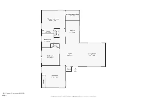 Floorplan - 1309 Ivyton St W, Lancaster, CA 93534 photo 1 of 1
