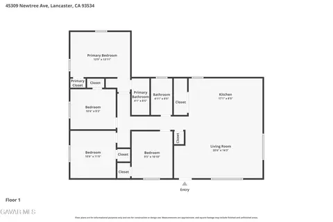 Floorplan - 45309 Newtree Ave, Lancaster, CA 93534 photo 1 of 1
