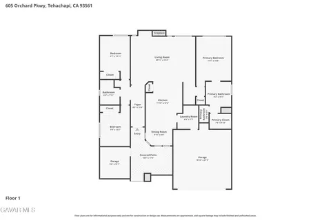 Floorplan - 605 Orchard Pkwy, Tehachapi, CA 93561 photo 1 of 1