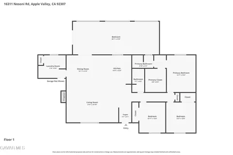 Floorplan - 16311 Nosoni Rd, Apple Valley, CA 92307 photo 1 of 1