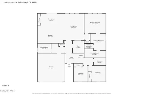 Floorplan - 213 Cassano Dr, Tehachapi, CA 93561 photo 1 of 2