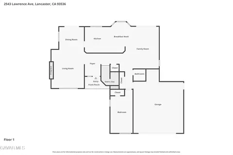 Floorplan - 2543 Lawrence Ave, Lancaster, CA 93536 photo 2 of 3