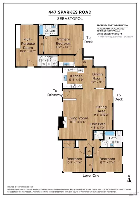 Floorplan - 447 Sparkes Rd, Sebastopol, CA 95472 photo 1 of 2