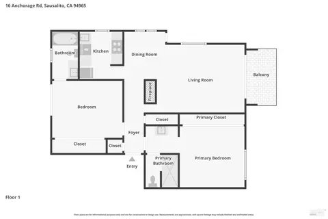 Floorplan - 16 Anchorage Rd, Sausalito, CA 94965 photo 1 of 1