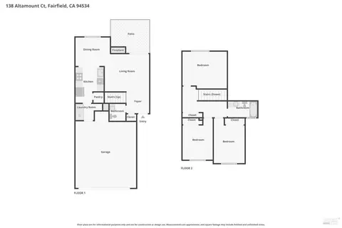 Floorplan - 138 Altamont Ct, Fairfield, CA 94534 photo 1 of 1