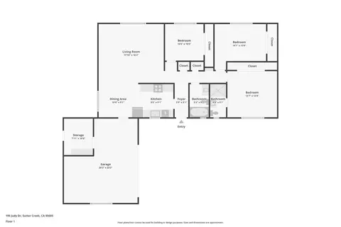 Floorplan - 195 Judy Dr, Sutter Creek, CA 95685 photo 1 of 1