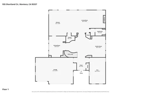 Floorplan - 935 Shortland Cir, Manteca, CA 95337 photo 1 of 2