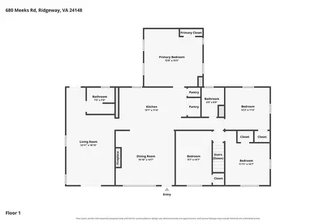Floorplan - 680 Meeks Rd, Ridgeway, VA 24148 photo 1 of 3