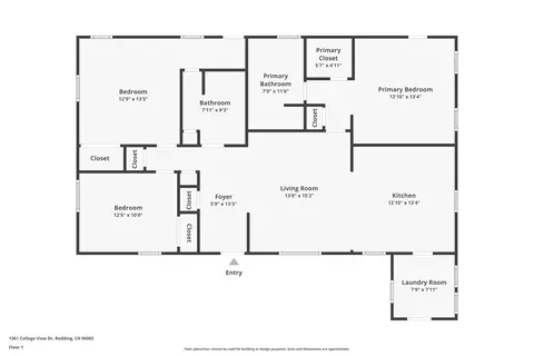 Floorplan - 1361 College Vw, Redding, CA 96003 photo 1 of 2