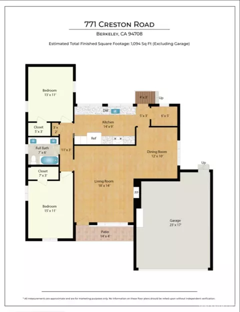 Floorplan - 771 Creston Rd, Berkeley, CA 94708 photo 1 of 1