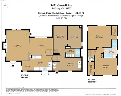 Floorplan - 1421 Cornell Ave, Berkeley, CA 94702 photo 1 of 2