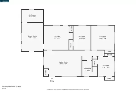 Floorplan - 210 Vista Way, Martinez, CA 94553 photo 1 of 1