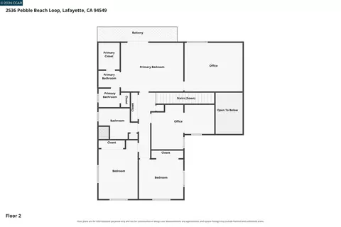 Floorplan - 2536 Pebble Beach Loop, Lafayette, CA 94549 photo 2 of 3