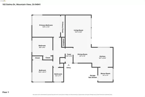Floorplan - 102 Dalma Dr, Mountain View, CA 94041 photo 1 of 1