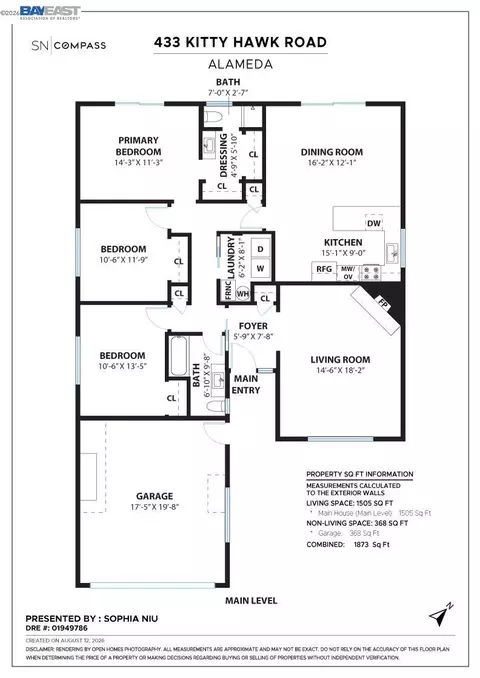 Floorplan - 433 Kitty Hawk Rd, Alameda, CA 94501 photo 1 of 1