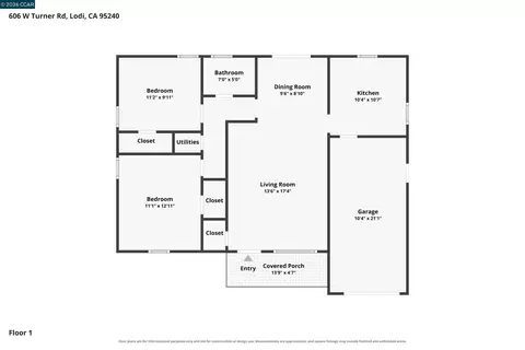 Floorplan - 606 W Turner Rd, Lodi, CA 95240 photo 1 of 1