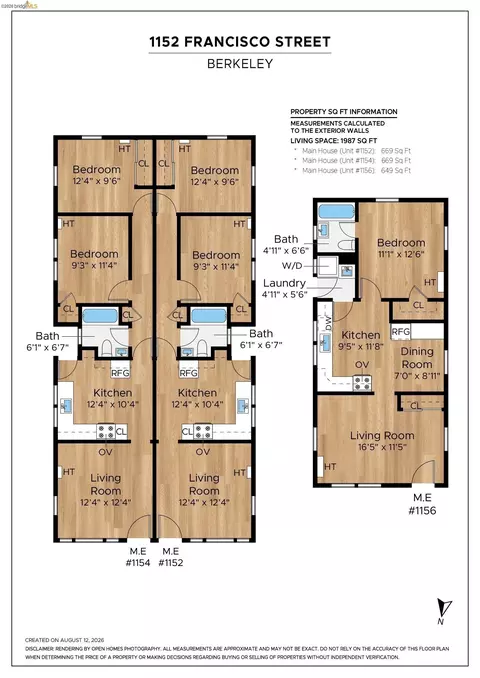 Floorplan - 1152-1156 Francisco St, Berkeley, CA 94702 photo 1 of 2