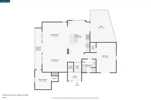Floorplan - 859 Mountain View Dr, Lafayette, CA 94549 photo 1 of 2