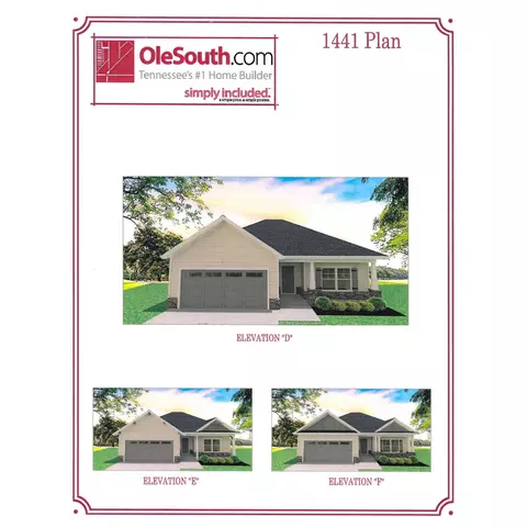 Plan 1441 Elevation ABC - Country Lane, Manchester, TN 37355