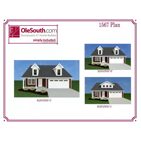 Plan 1567 Elevation JKL - 402 Interstate Dr, Manchester, TN 37355