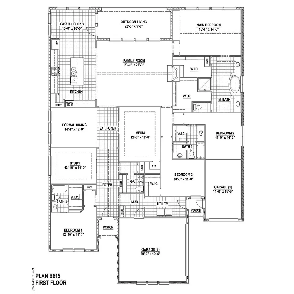 Floorplan - Plan 815 - 1317 Limestone Rdg, Mansfield, TX 76063 photo 1 of 3