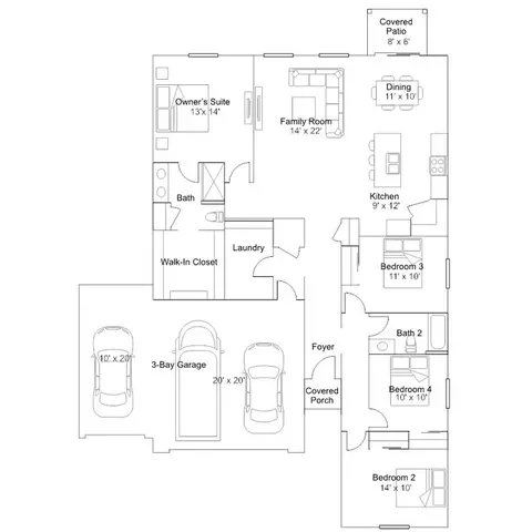 Floorplan - 17438 S Hayward Pl, Vail, AZ 85641 photo 1 of 2