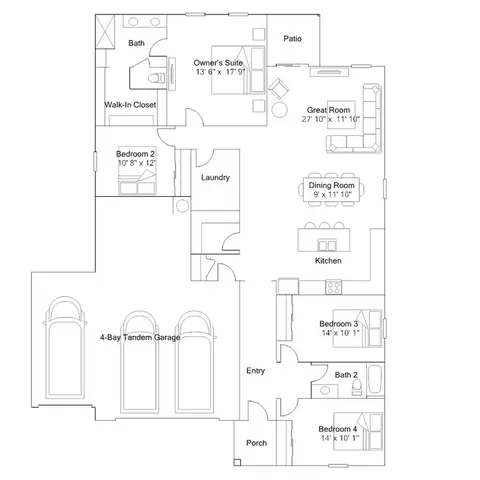 Floorplan - 8870 E Moontear Way, Vail, AZ 85641 photo 1 of 1