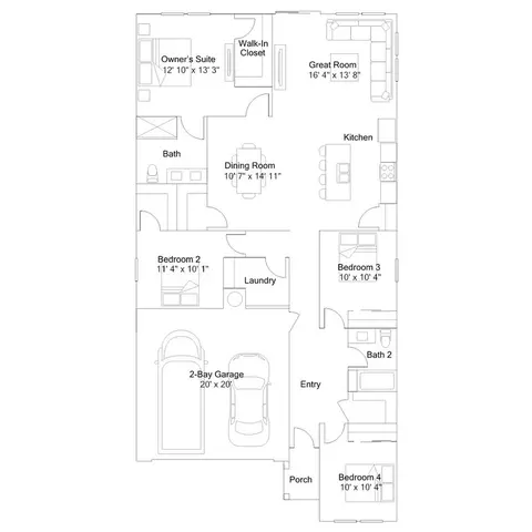 Floorplan - 1768 E Bolinger Way, Dinuba, CA 93618 photo 1 of 1
