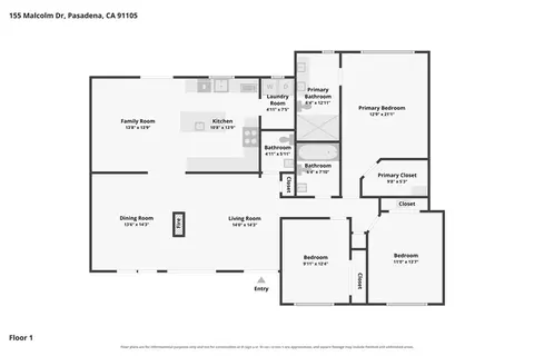 Floorplan - 155 Malcolm Dr, Pasadena, CA 91105 photo 1 of 1