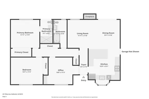 Floorplan - 221 Phlox Ave, Redlands, CA 92373 photo 1 of 1