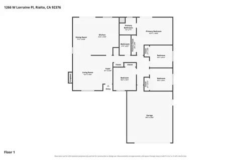 Floorplan - 1266 Lorraine, Rialto, CA 92376 photo 1 of 1