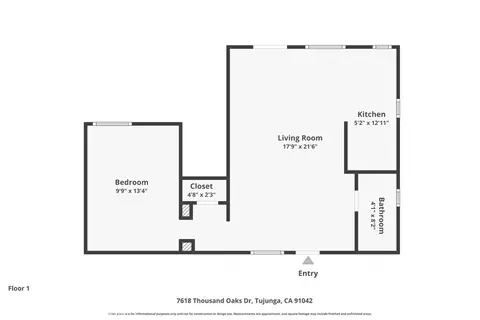 Floorplan - 7618 Thousand Oaks, Tujunga, CA 91042 photo 1 of 1