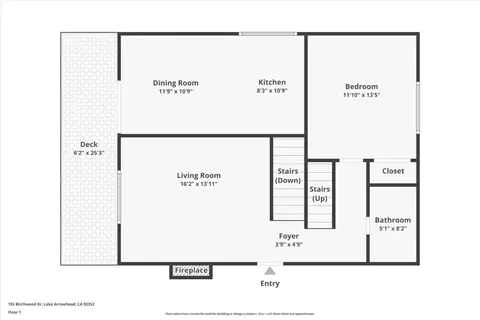 Floorplan - 155 Birchwood, Lake Arrowhead, CA 92352 photo 2 of 4