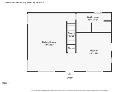 Floorplan - 728 W Aeroplane, Big Bear City, CA 92314 photo 2 of 3