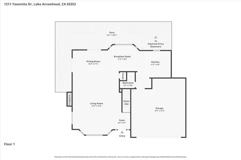 Floorplan - 1211 Yosemite, Lake Arrowhead, CA 92352 photo 3 of 4