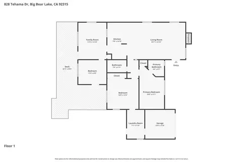 Floorplan - 828 Tehama Dr, Big Bear Lake, CA 92315 photo 1 of 1