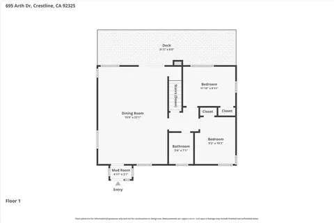 Floorplan - 695 Arth Dr, Crestline, CA 92325 photo 2 of 3